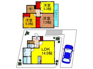 寝屋川市成田町新築賃貸戸建の物件間取画像